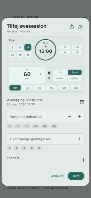 Tilføj en ny øvesession