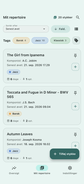Repertoirelisten med genretags