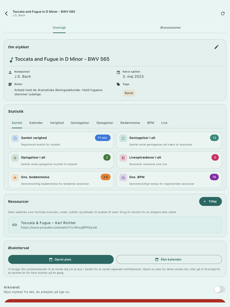 Detaljer om et stykke på en tablet