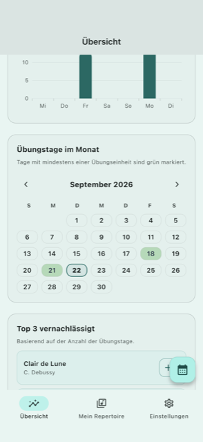 Monatskalender fürs Üben