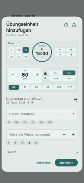 Neue Übungseinheit hinzufügen