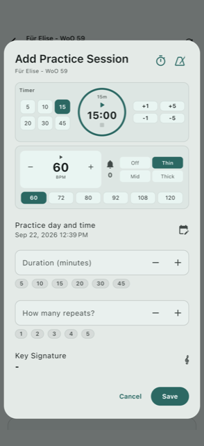 Add a new practice session