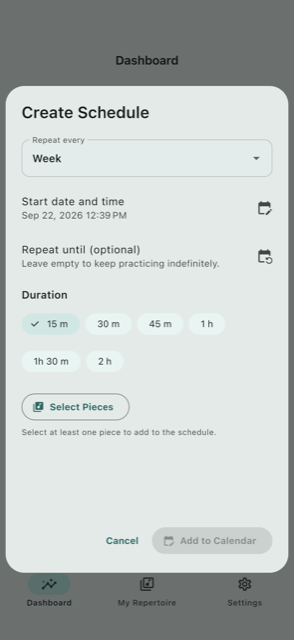 Create a practice schedule