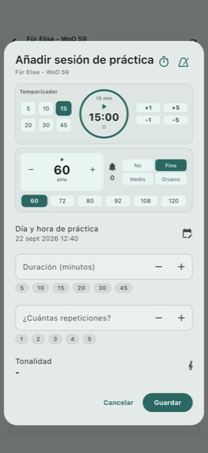 Añadir una sesión de práctica