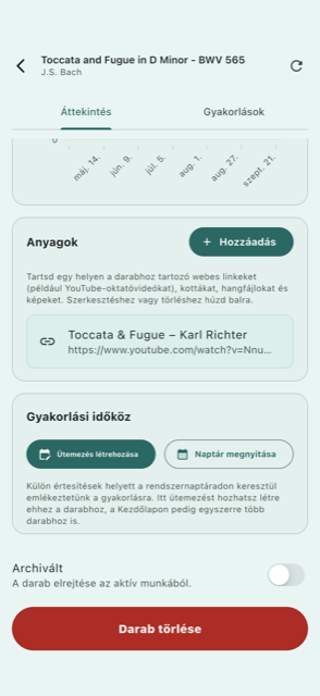 Anyagok és linkek darabonként