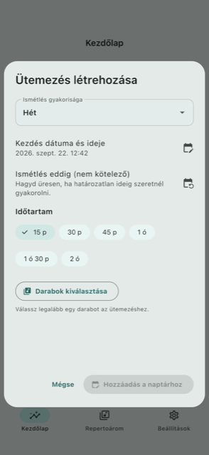 Gyakorlási ütemterv létrehozása