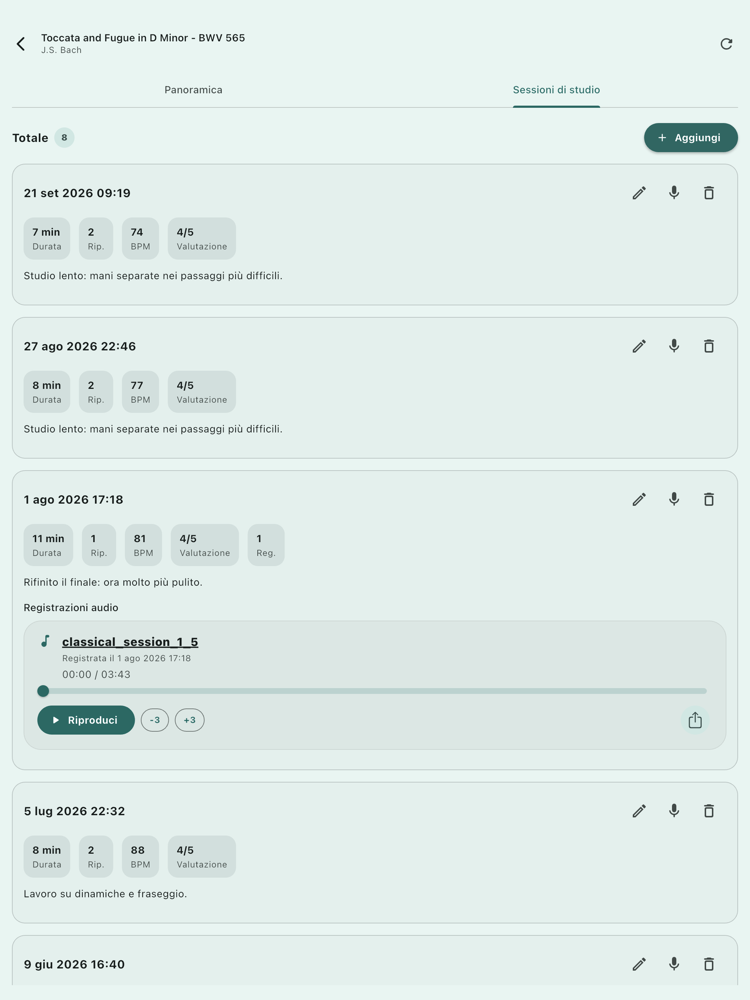 Sessioni di studio su tablet