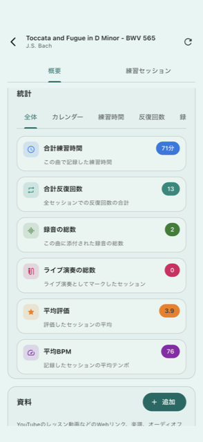 練習統計の概要