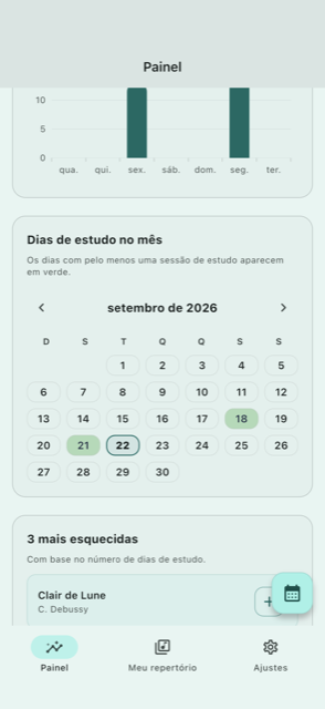 Calendário mensal de estudo