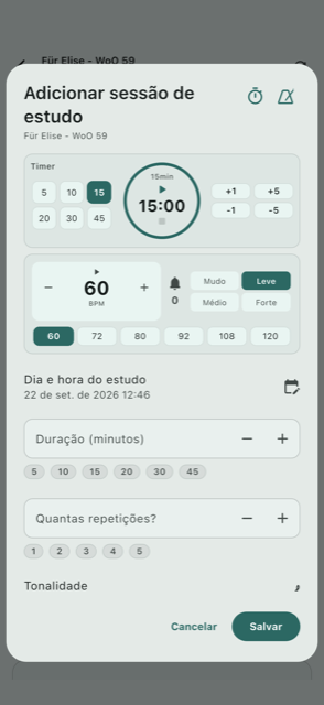 Adicionar uma nova sessão de estudo