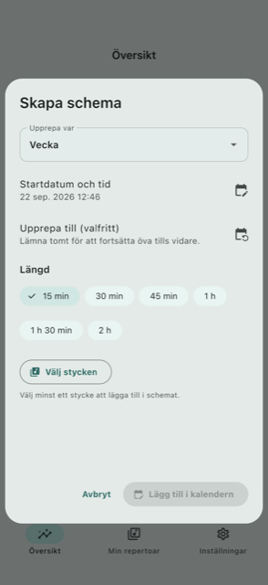 Skapa ett övningsschema
