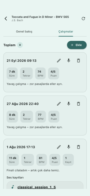 Ses kayıtlarıyla çalışma geçmişi
