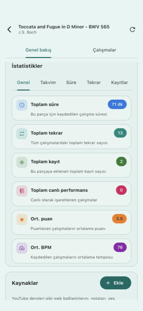 Çalışma istatistiklerine genel bakış