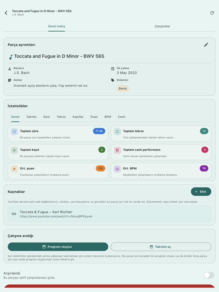Tablette parça ayrıntıları